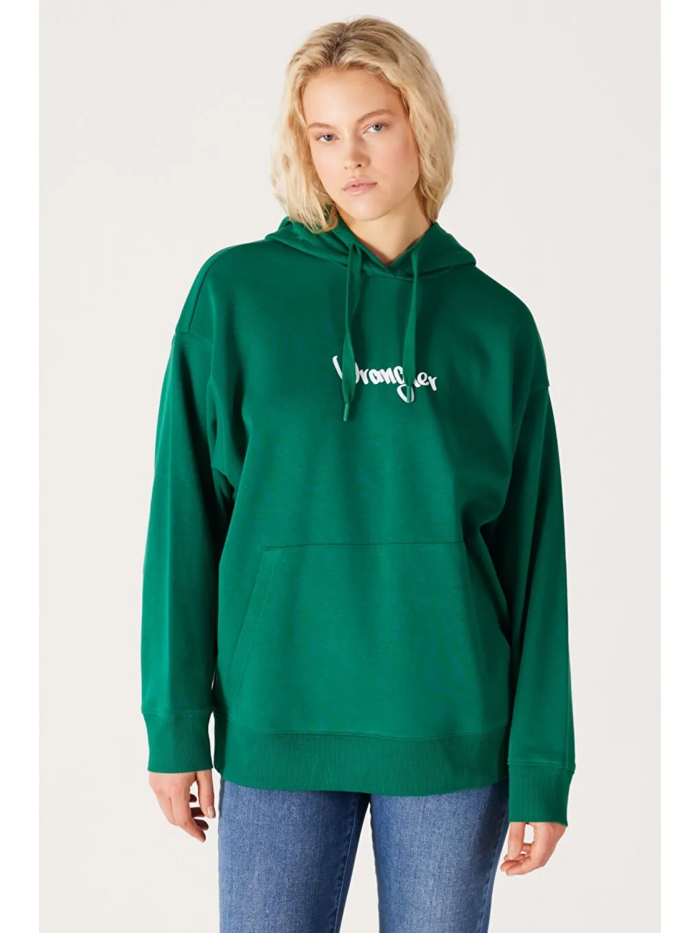 Kapüşonlu Oversize Sweatshirt - Beyaz M