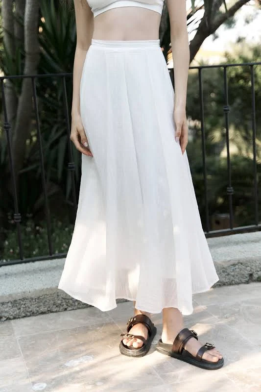 Volanlı Maxi Etek - Beyaz 36 2